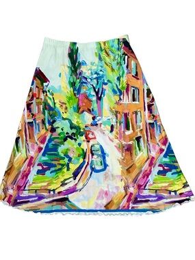 Haystacks Lettuce Hem Art Inspired Skirt Size L Boho Slow Fashion